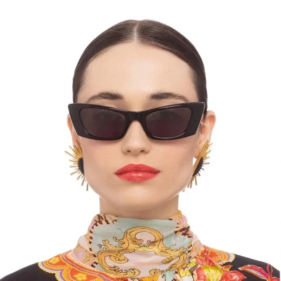 CAMILLA “Harbour Views” Black Cateye Sleek Black Boho Chic Classic Sunglasses - Picture 2 of 7